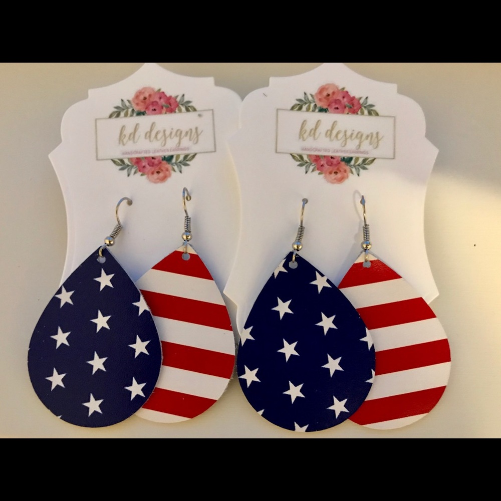 Stars + Stripes genuine leather earrings